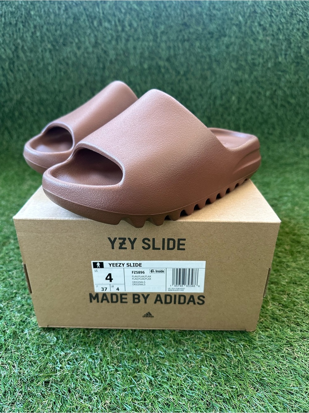 Adidas Yeezy Slide Flax Size 4 FZ5896 Brand New